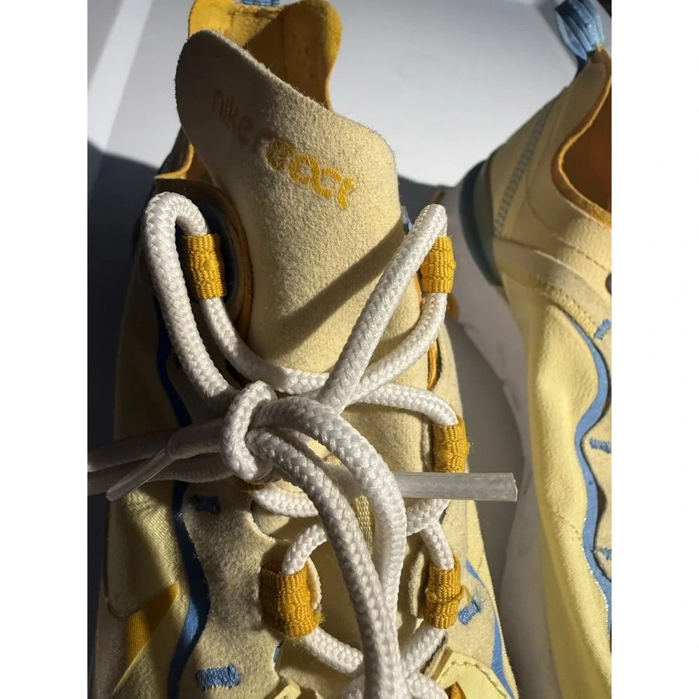 Nike React Element 55 Womens 10 Pale Yellow Gold Blue BQ2728-700 Running Shoes